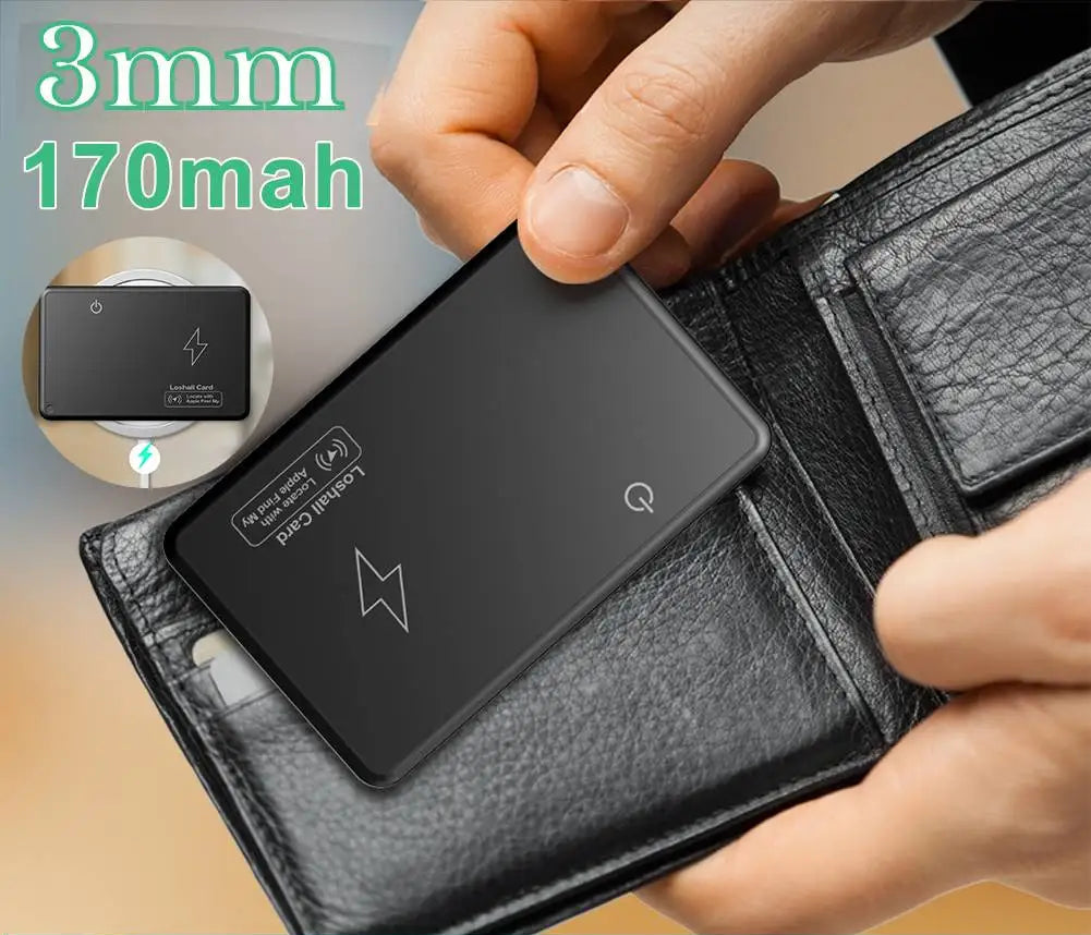 Scheda di localizzazione portafoglio intelligente – Localizzatore GPS wireless con ricarica per iPhone e dispositivi Apple – Sostituto sottile AirTag compatibile con Find My