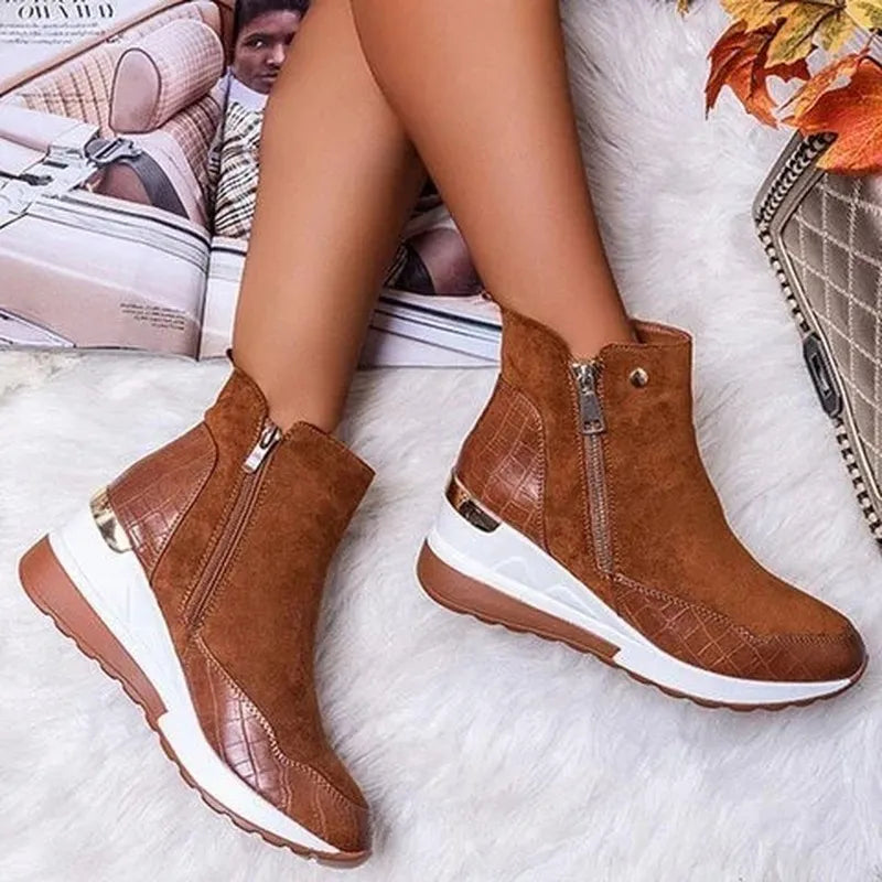 Eleganti stivali ortopedici comodi primaverili da donna - Stivaletti con plateau leggeri, supporto quotidiano e stile casual laarzen