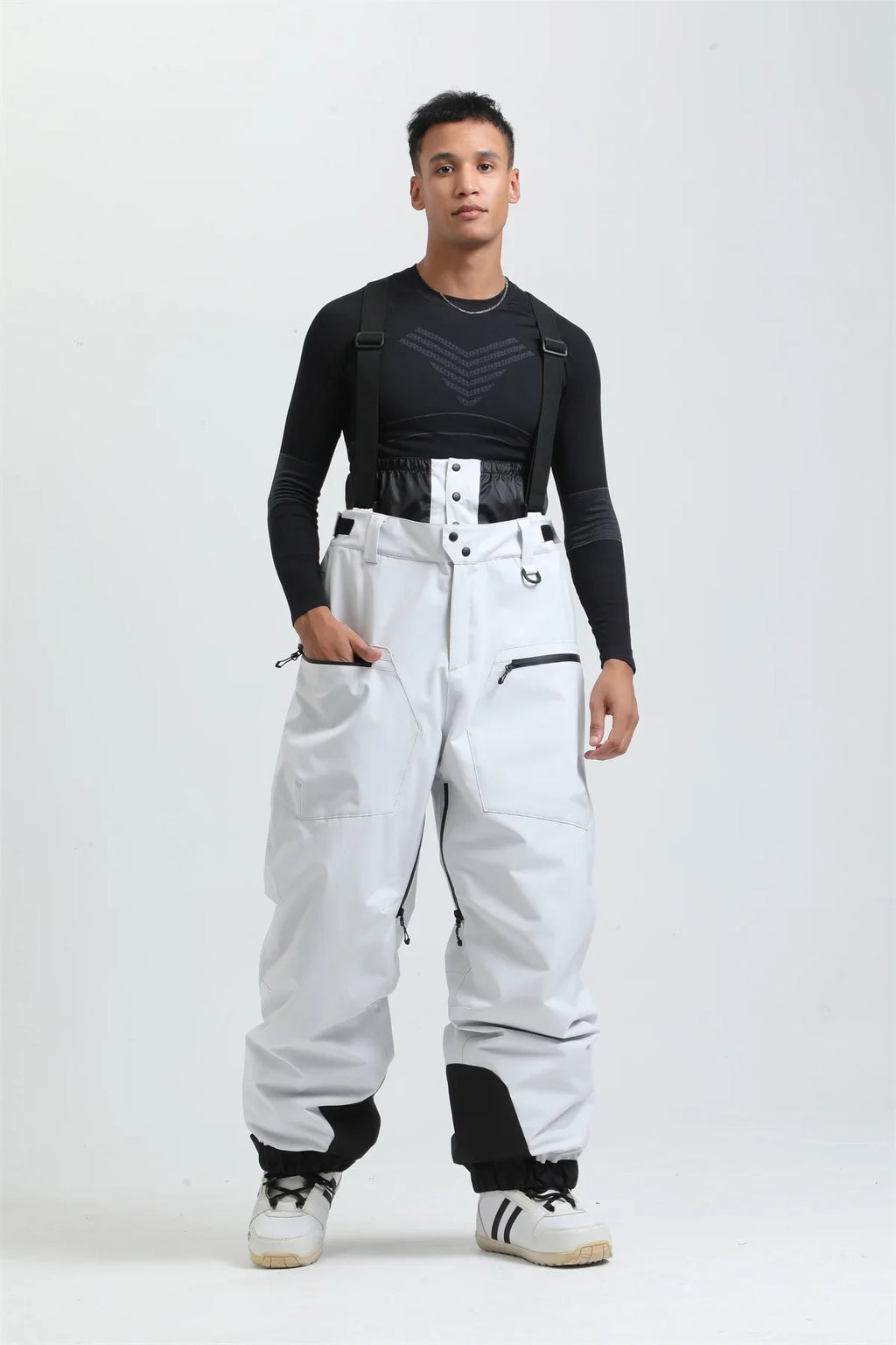 Pantaloni da sci unisex con bretelle – Pantaloni da neve impermeabili per freddo estremo (-40°C)