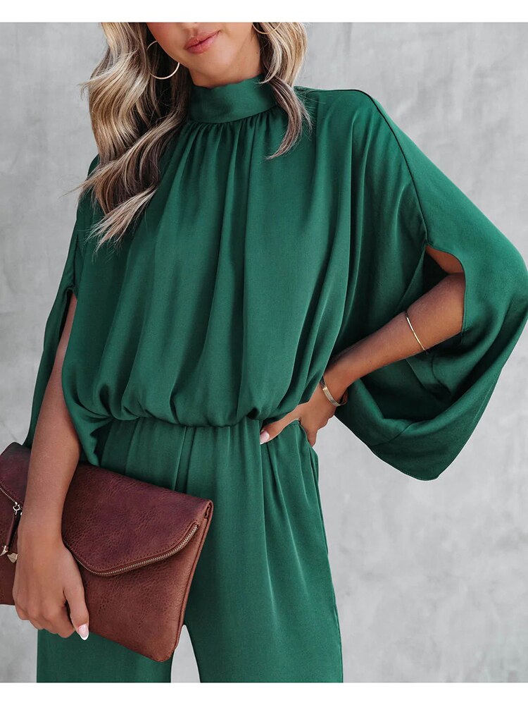 Tuta Verde Elegante Donna con Pantaloni Ampi – Sofisticata, Raffinata, Moderna