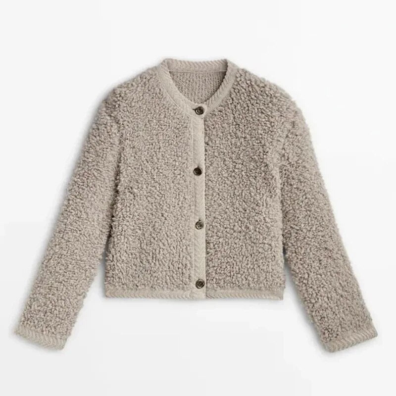 Gilet Teddy Cozy da donna - Giacca corta calda con bottoni