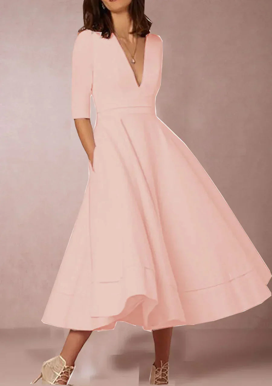 Abito Elegante da Cerimonia Donna a Linea Midi – Raffinato, Femminile, Comodo