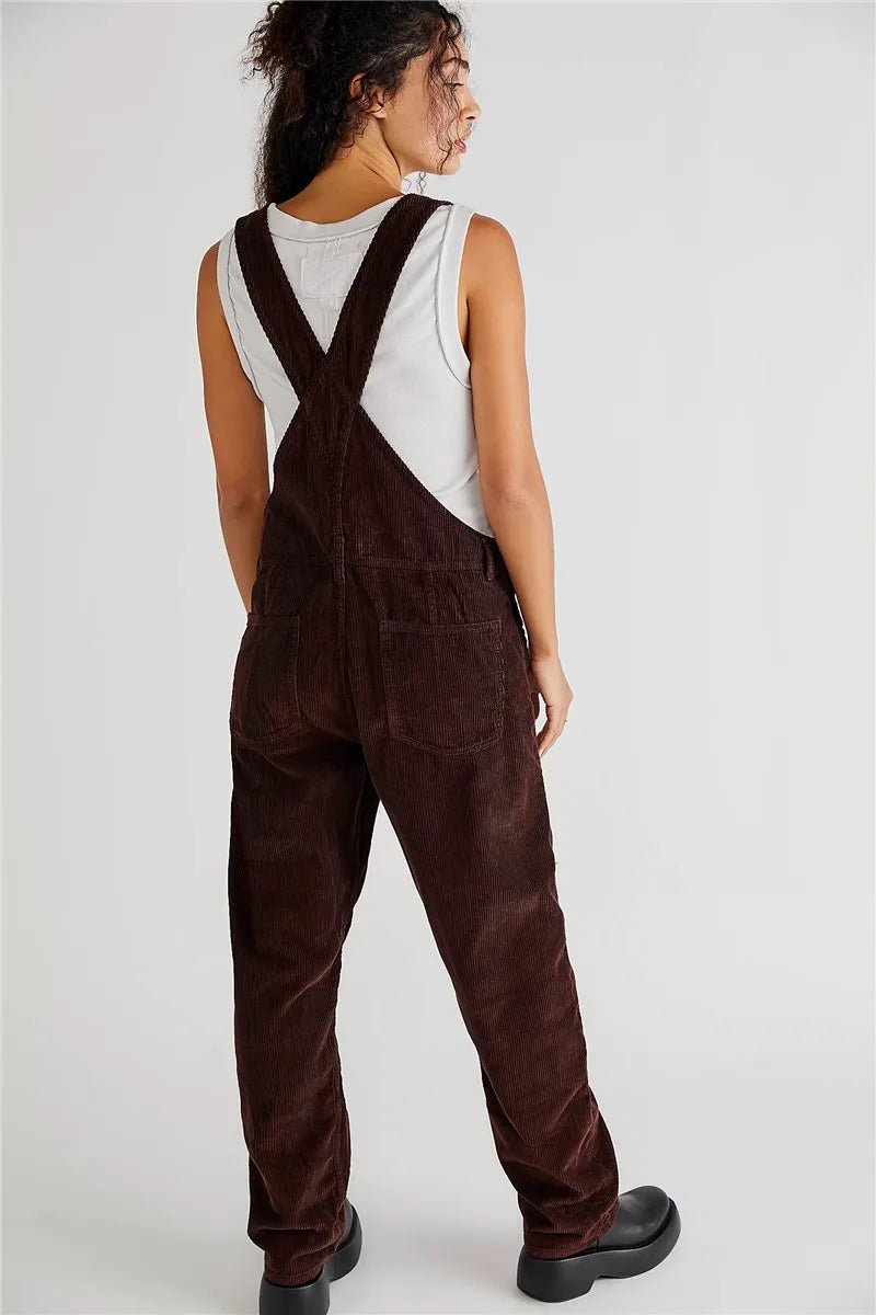 Salopette donna in velluto a coste vintage chic