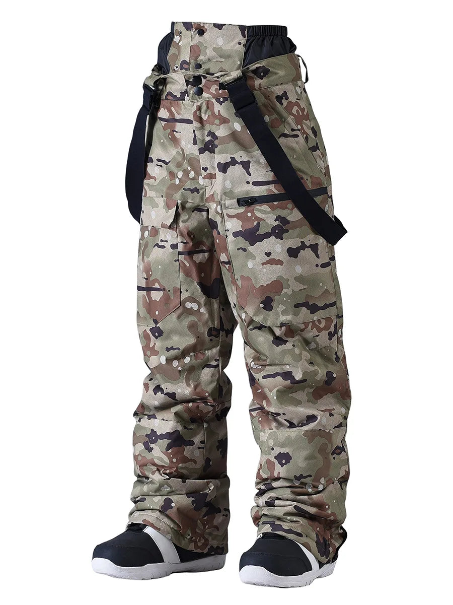 Pantaloni da snowboard impermeabili unisex – Pantaloni da sci antivento con bretelle e protezione in vita