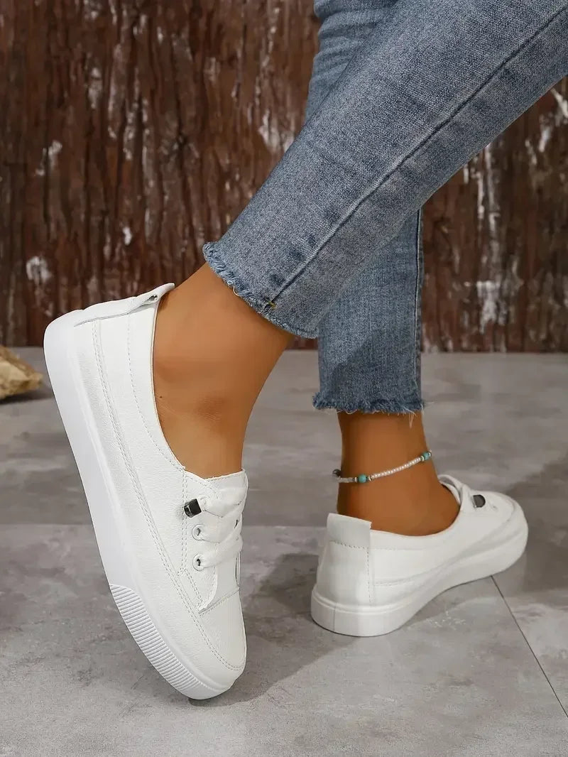 Scarpe basse casual con punta tonda e lacci da donna
