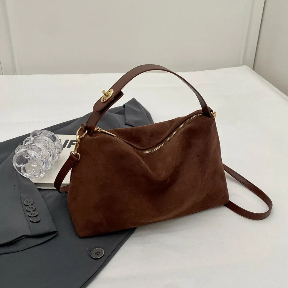 Borsa a tracolla in pelle scamosciata da donna