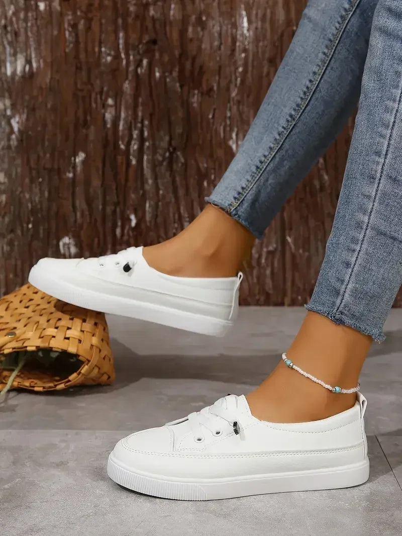 Scarpe basse casual con punta tonda e lacci da donna