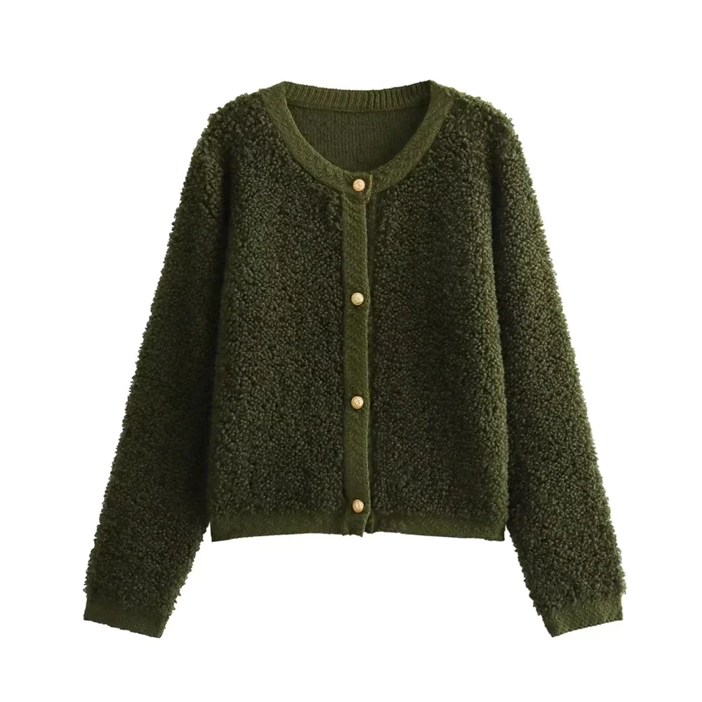 Gilet Teddy Cozy da donna - Giacca corta calda con bottoni