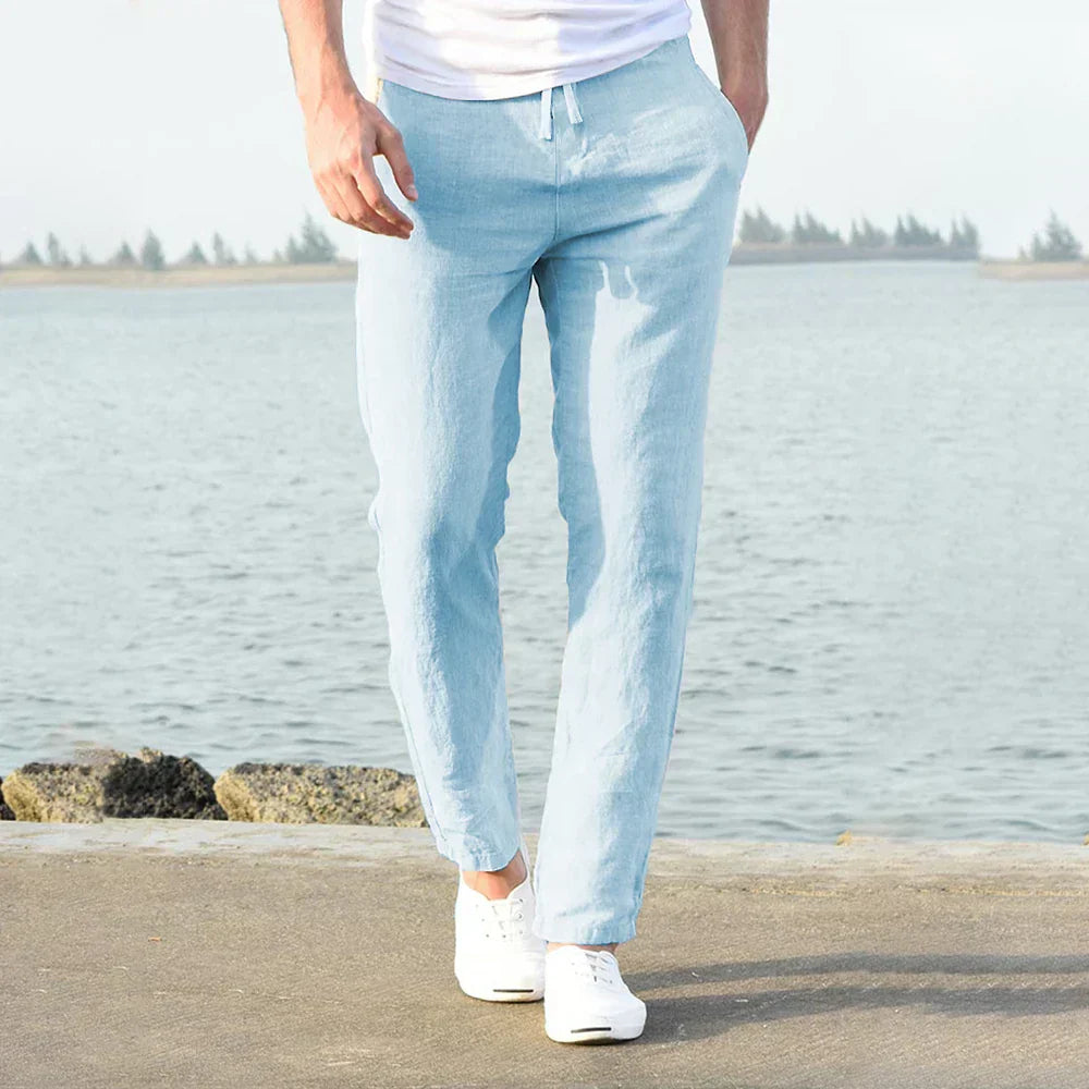 Pantaloni eleganti da uomo in lino leggero e traspirante
