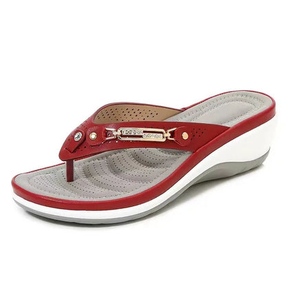 Pantofole estive ortopediche da donna con zeppa bassa – Plantare morbido imbottito, design traspirante e di supporto per comfort tutto il giorno
