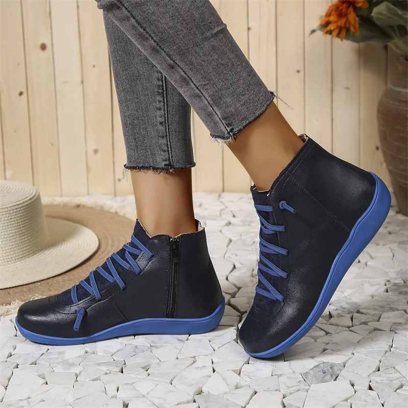 Stivaletti ortopedici da donna in pelle impermeabile con lacci - Comfort quotidiano