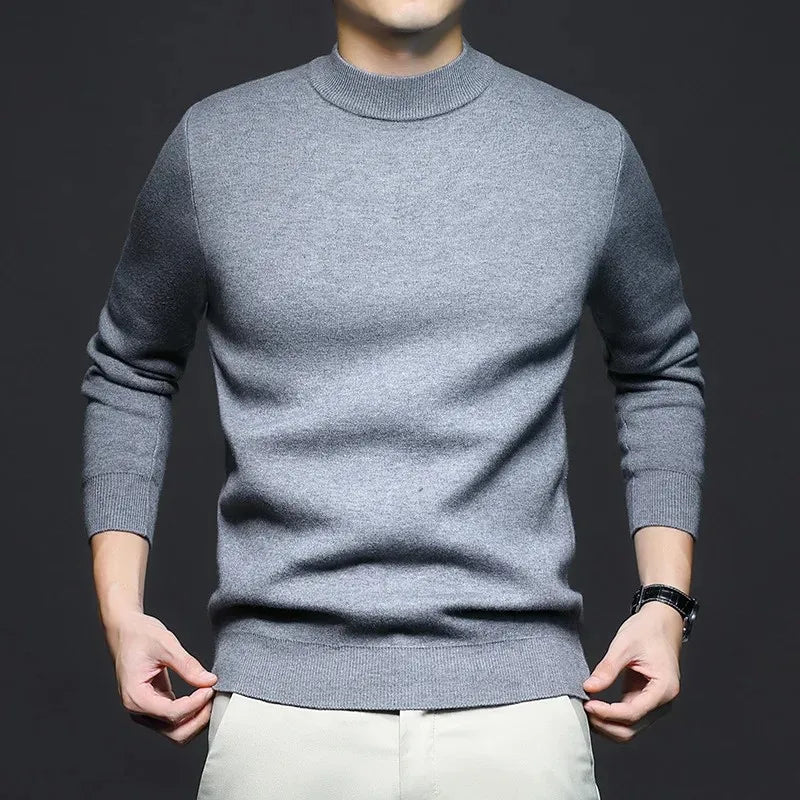 Maglione da uomo in lana premium con collo a vita media – Maglione caldo ed elegante