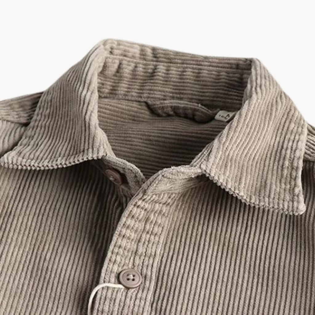 Camicia da uomo con bottoni e lavorazione a coste – Camicia casual e strutturata