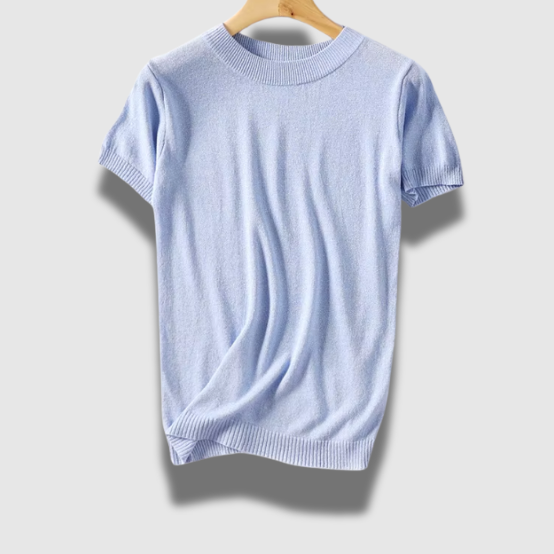 Maglione donna chic leggero a maniche corte lucido