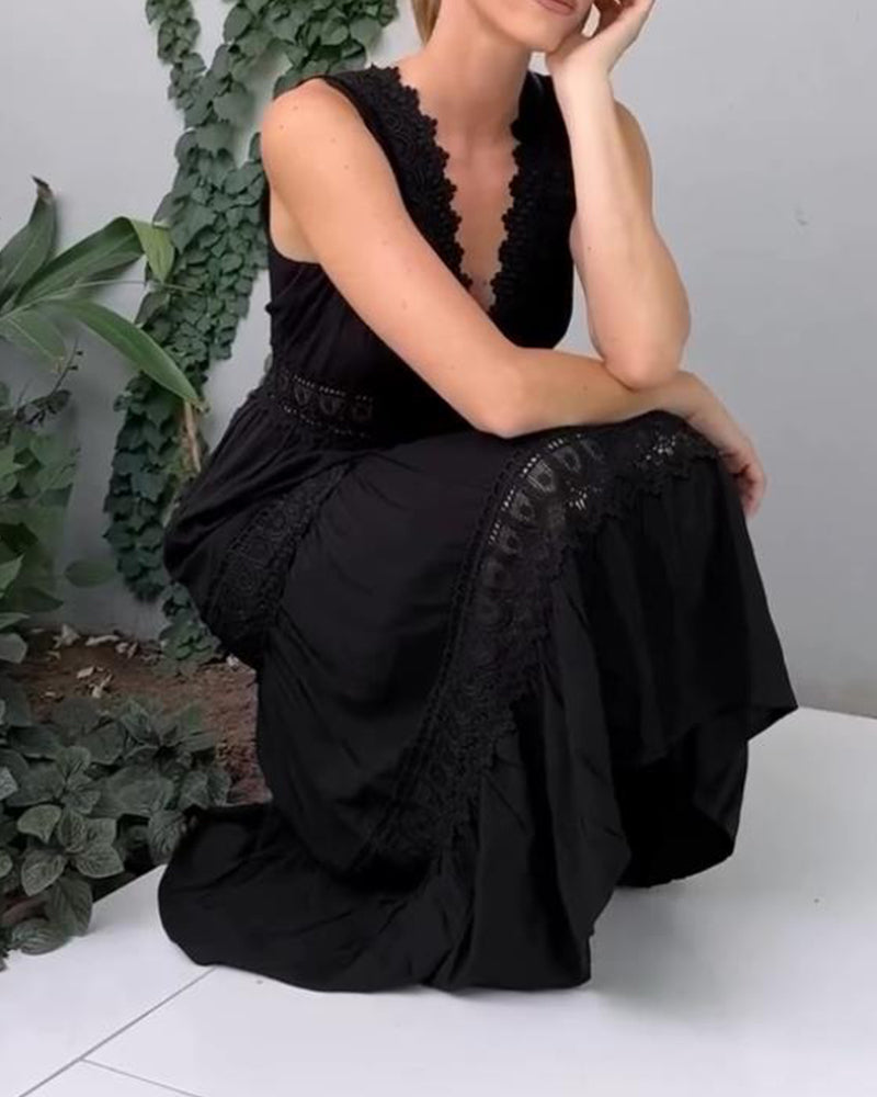 Abito lungo in pizzo bianco da donna - Leggero, elegante, lusinghiero, estivo
