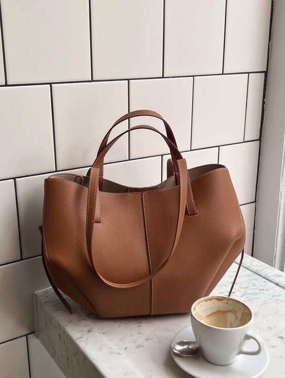 Elegante borsa tote vintage da donna - Grande borsa a mano in pelle con tracolla, capienza generosa, stile quotidiano raffinato