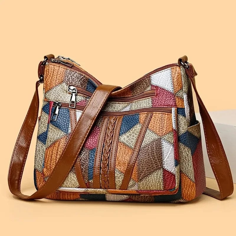 Borsa a tracolla vintage da donna con patchwork colorato - Borsa spaziosa