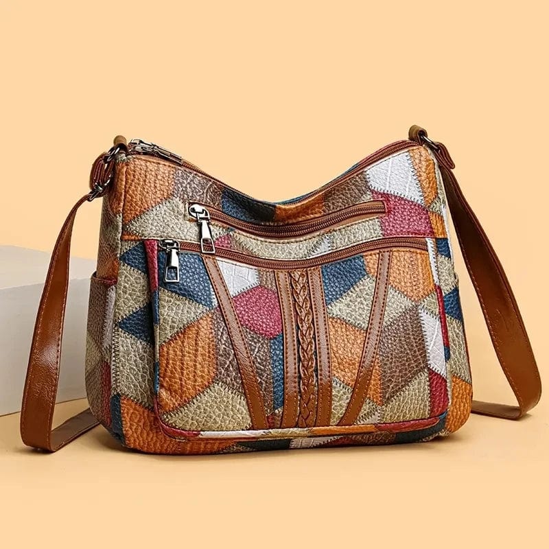 Borsa a tracolla vintage da donna con patchwork colorato - Borsa spaziosa