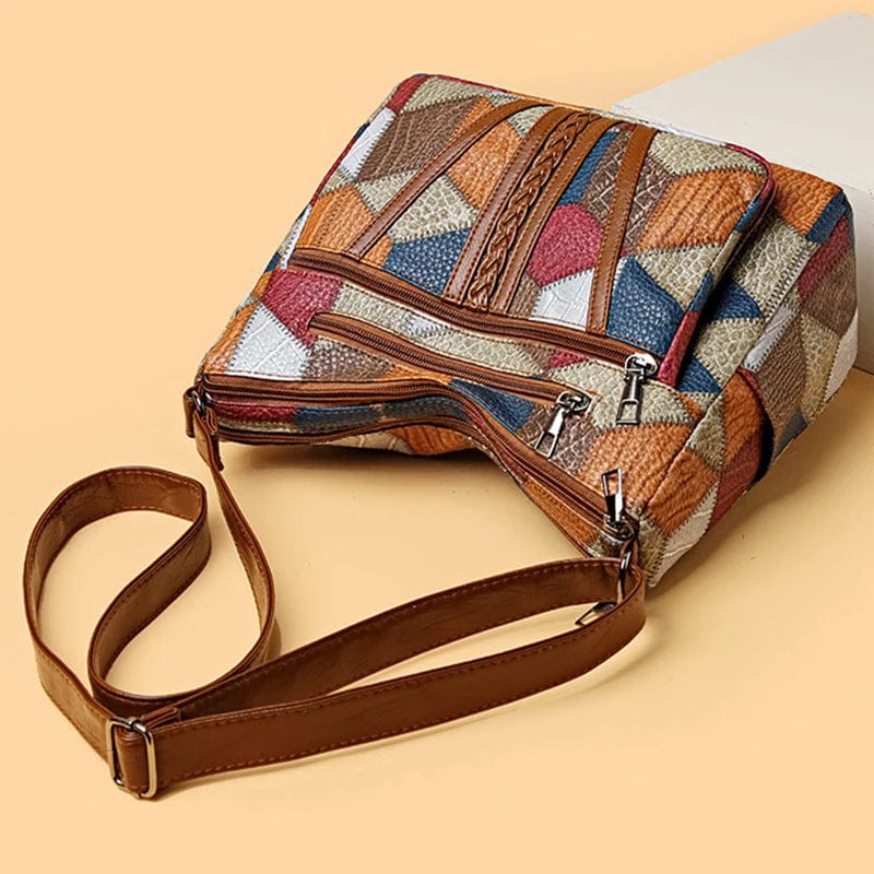 Borsa a tracolla vintage da donna con patchwork colorato - Borsa spaziosa