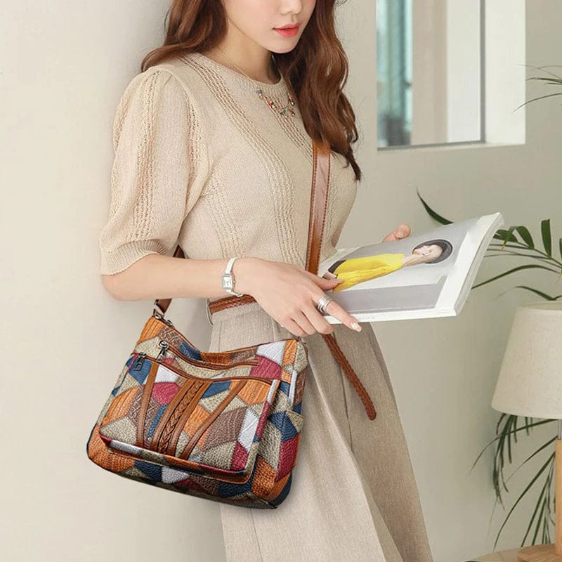 Borsa a tracolla in pelle marrone da donna