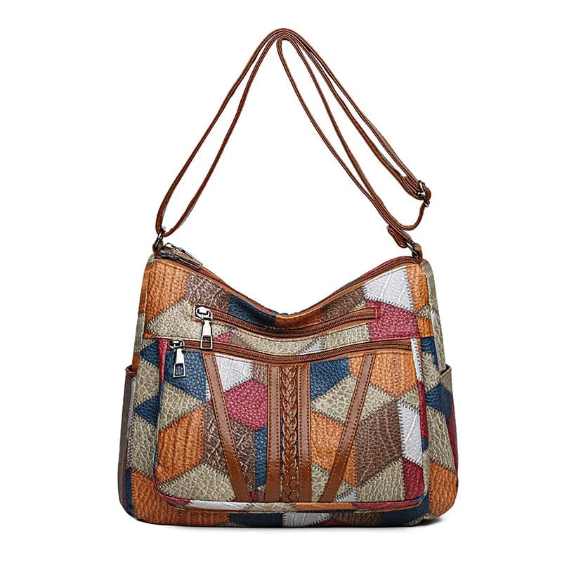 Borsa a tracolla in pelle marrone da donna