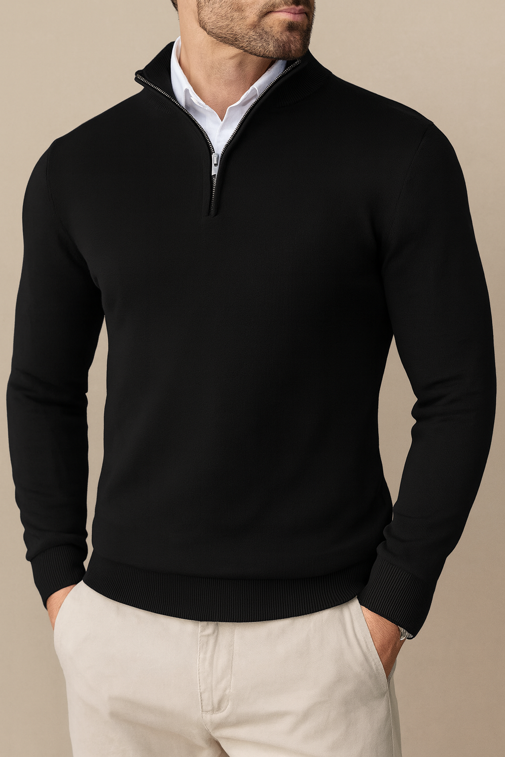 Maglione da uomo con cerniera a un quarto