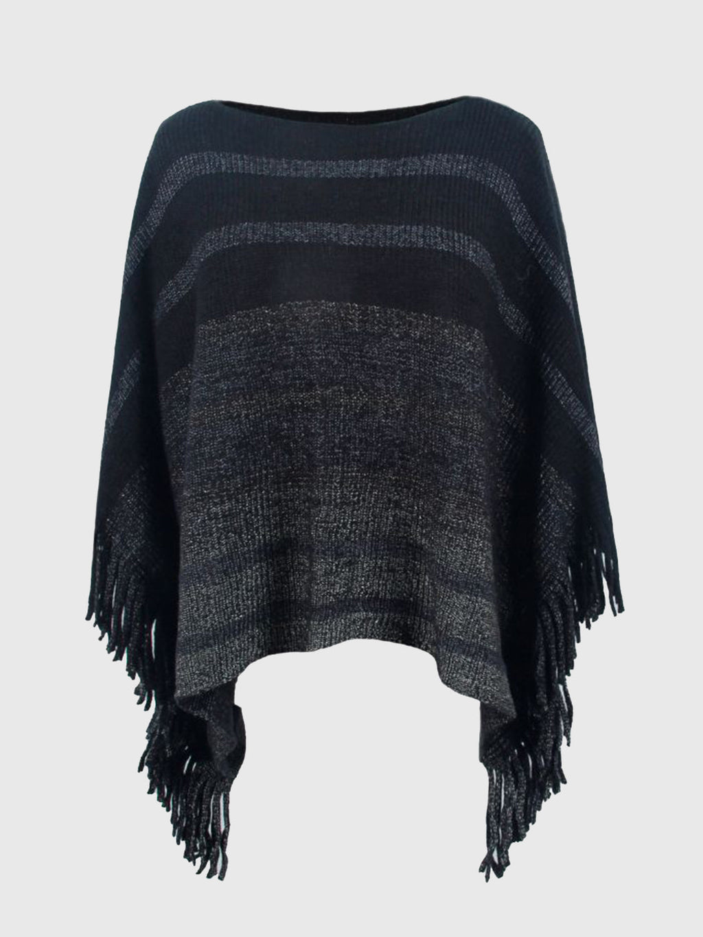 Poncho da donna con frange - elegante top in maglia