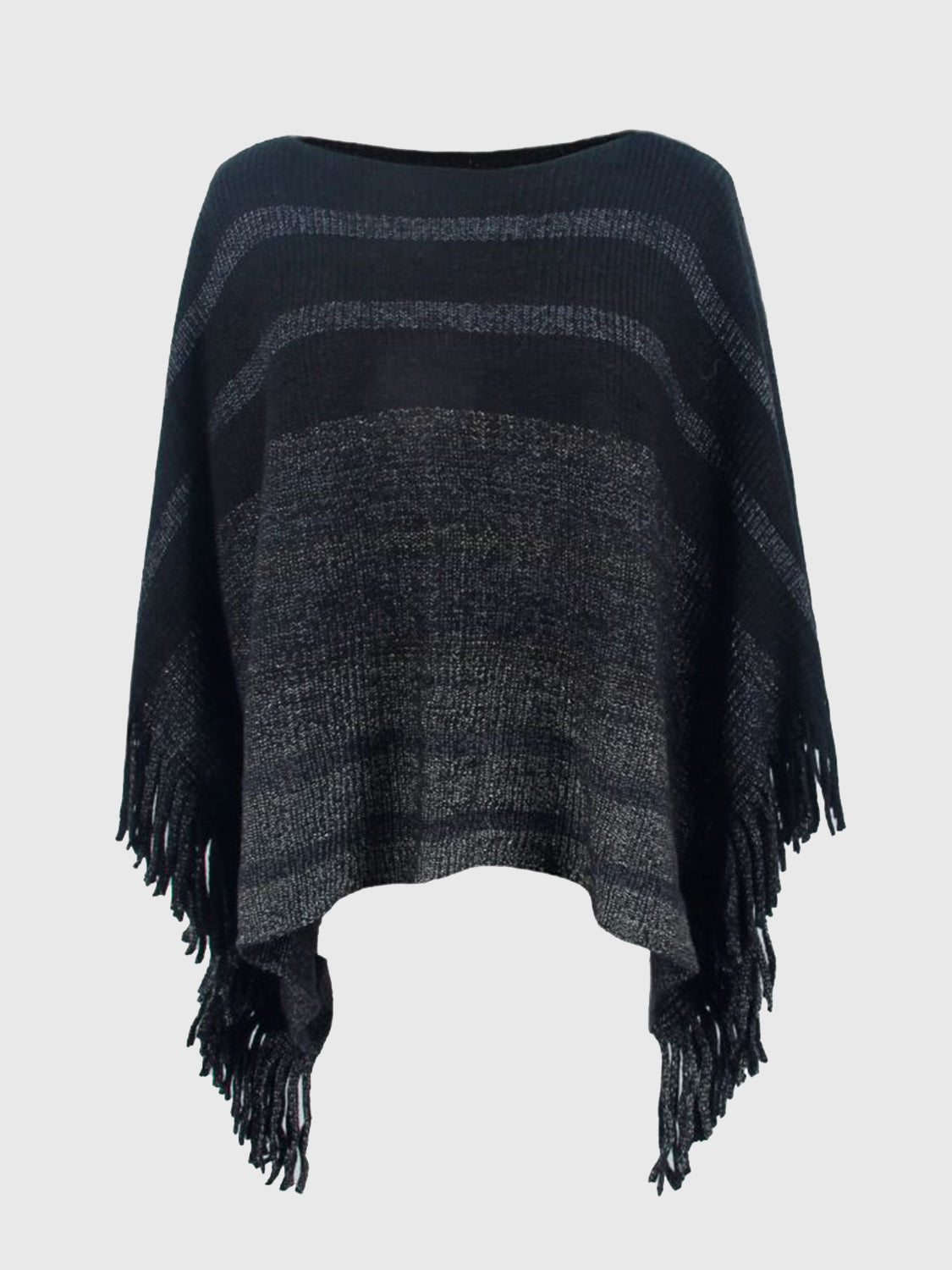 Poncho da donna con frange - elegante top in maglia