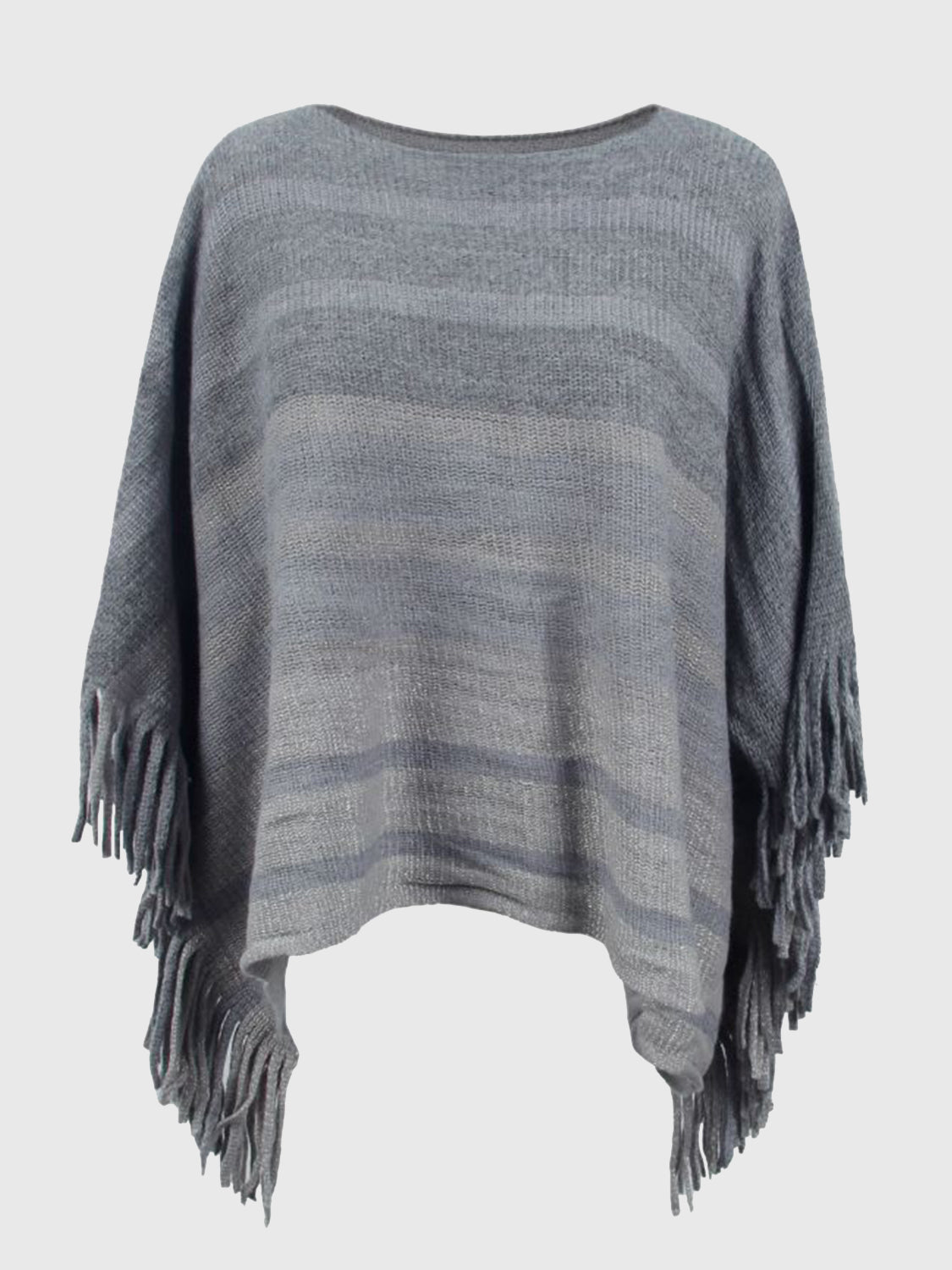 Poncho da donna con frange - elegante top in maglia