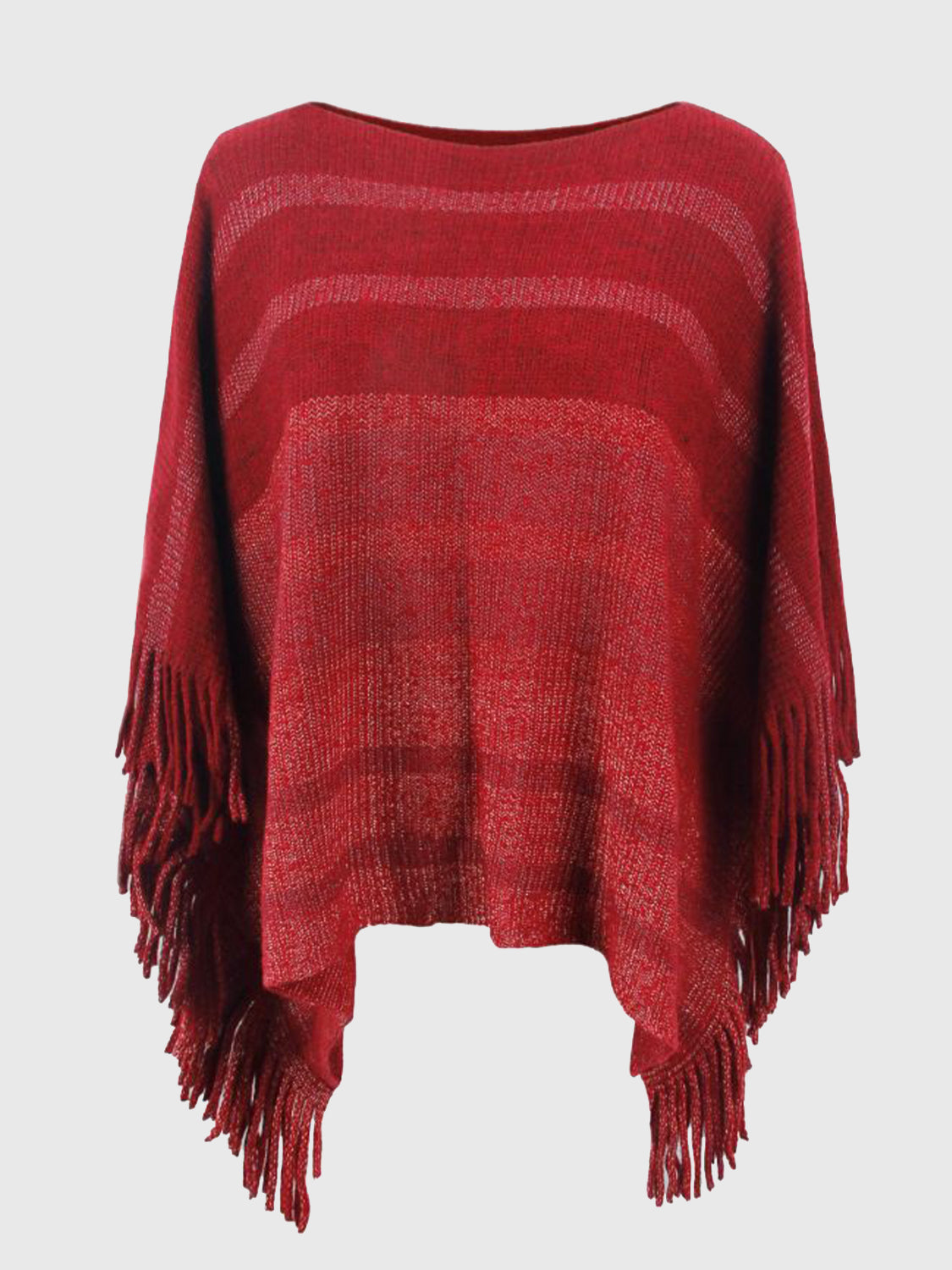Poncho da donna con frange - elegante top in maglia