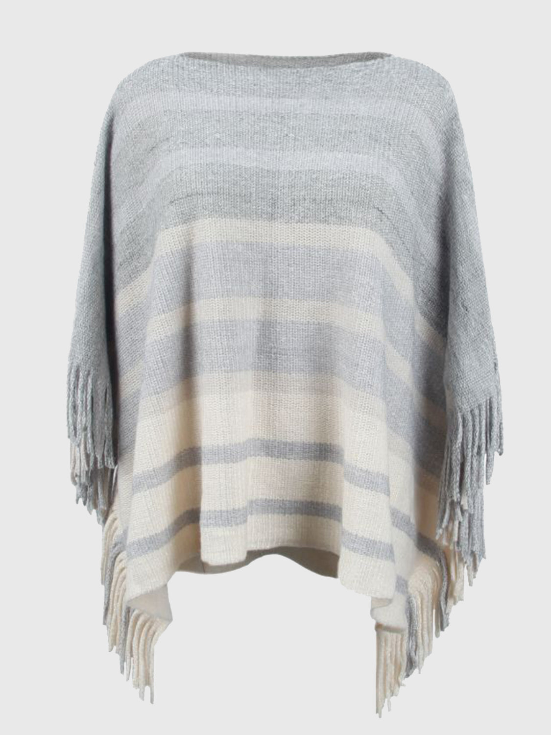 Poncho da donna con frange - elegante top in maglia