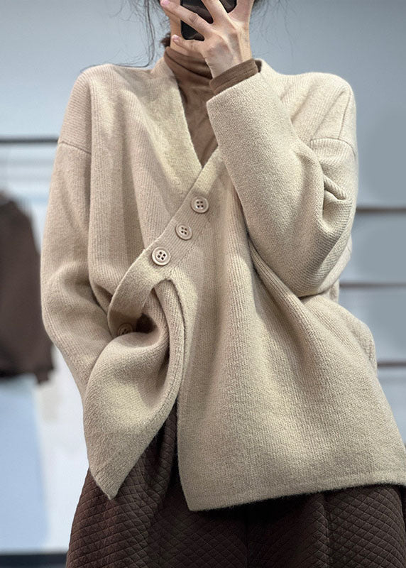 Elegante maglione asimmetrico lavorato a maglia donna - Maglieria invernale spessa comoda
