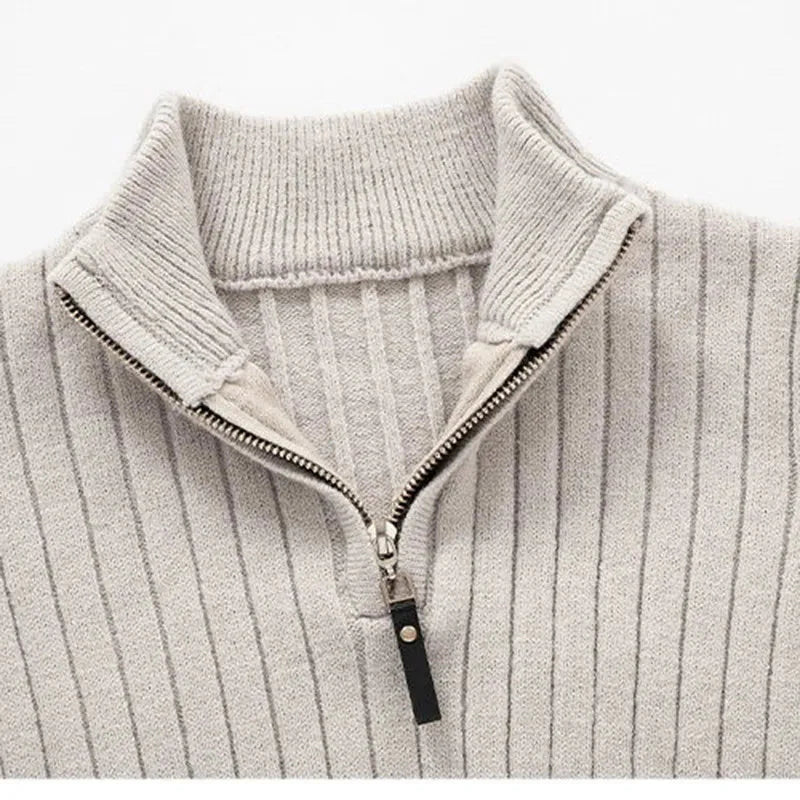 Maglione da uomo con mezza zip a coste morbide - Spun Blend con collo alto