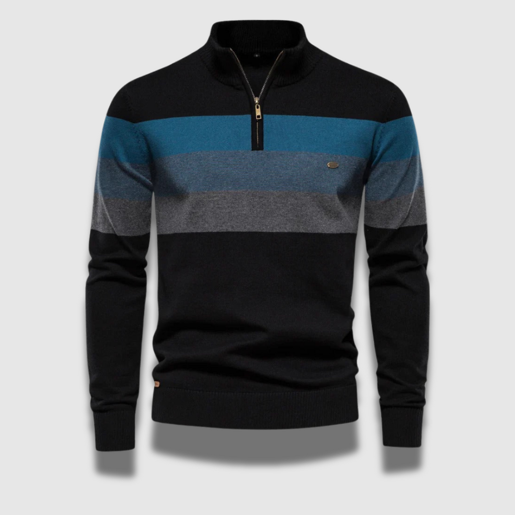 Maglione con zip a righe per uomo