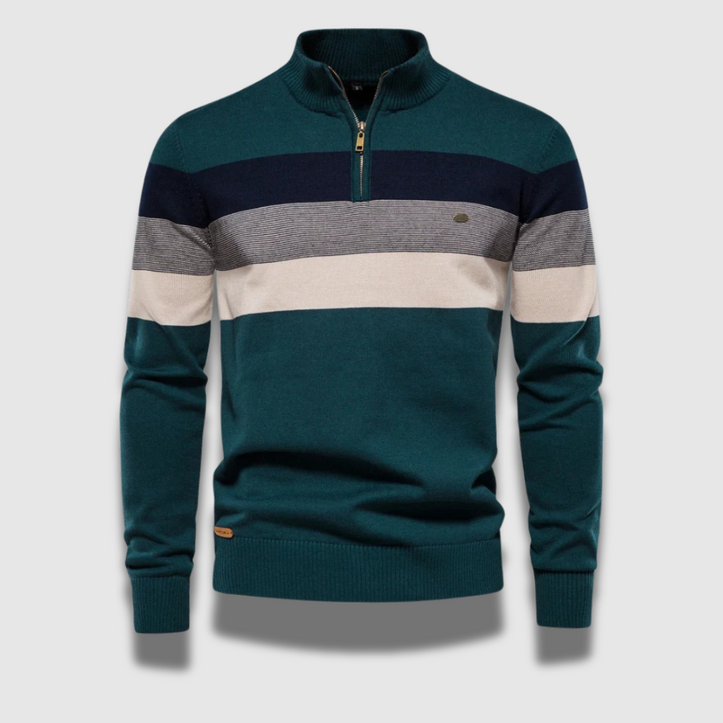 Maglione con zip a righe per uomo
