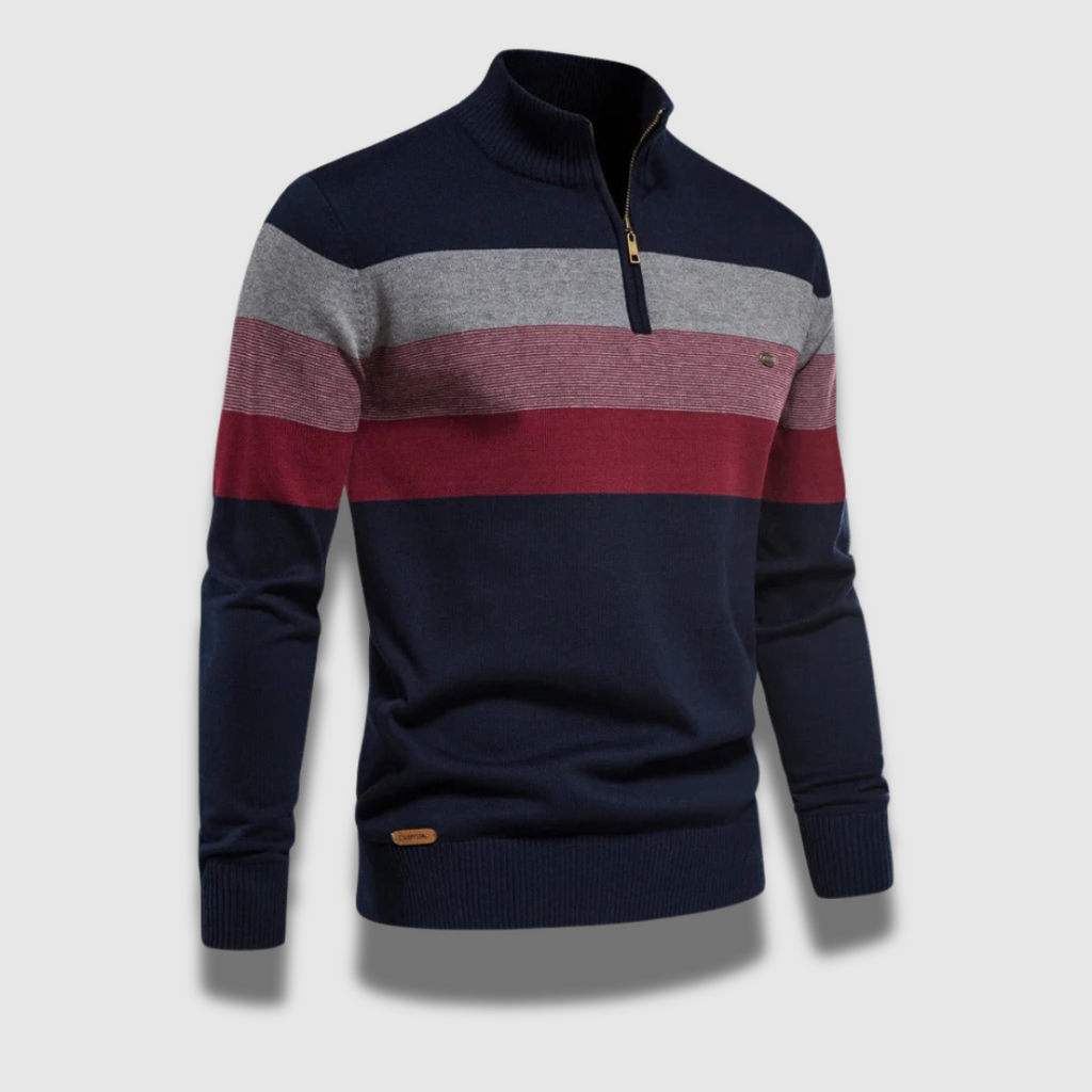 Maglione con zip a righe per uomo