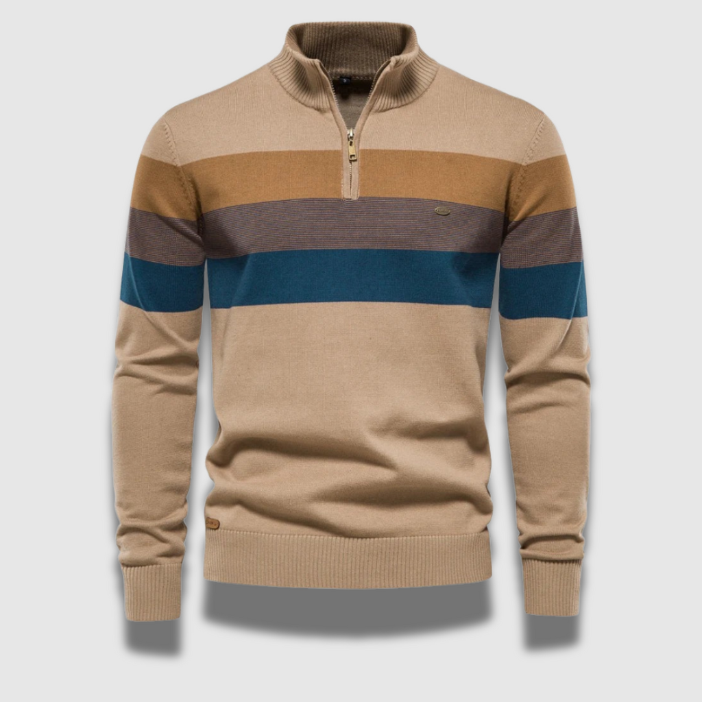 Maglione con zip a righe per uomo