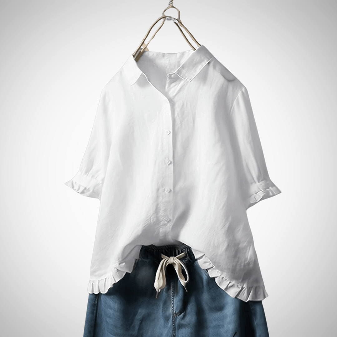 Camicia donna in lino a maniche corte – stile casual estivo