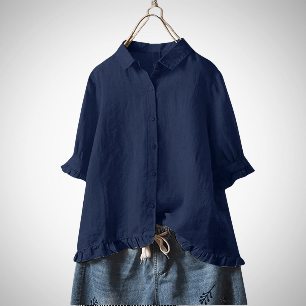 Camicia donna in lino a maniche corte – stile casual estivo