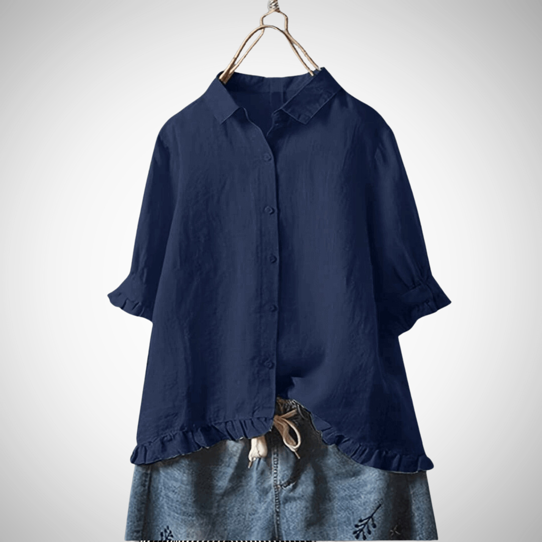 Camicia donna in lino a maniche corte – stile casual estivo