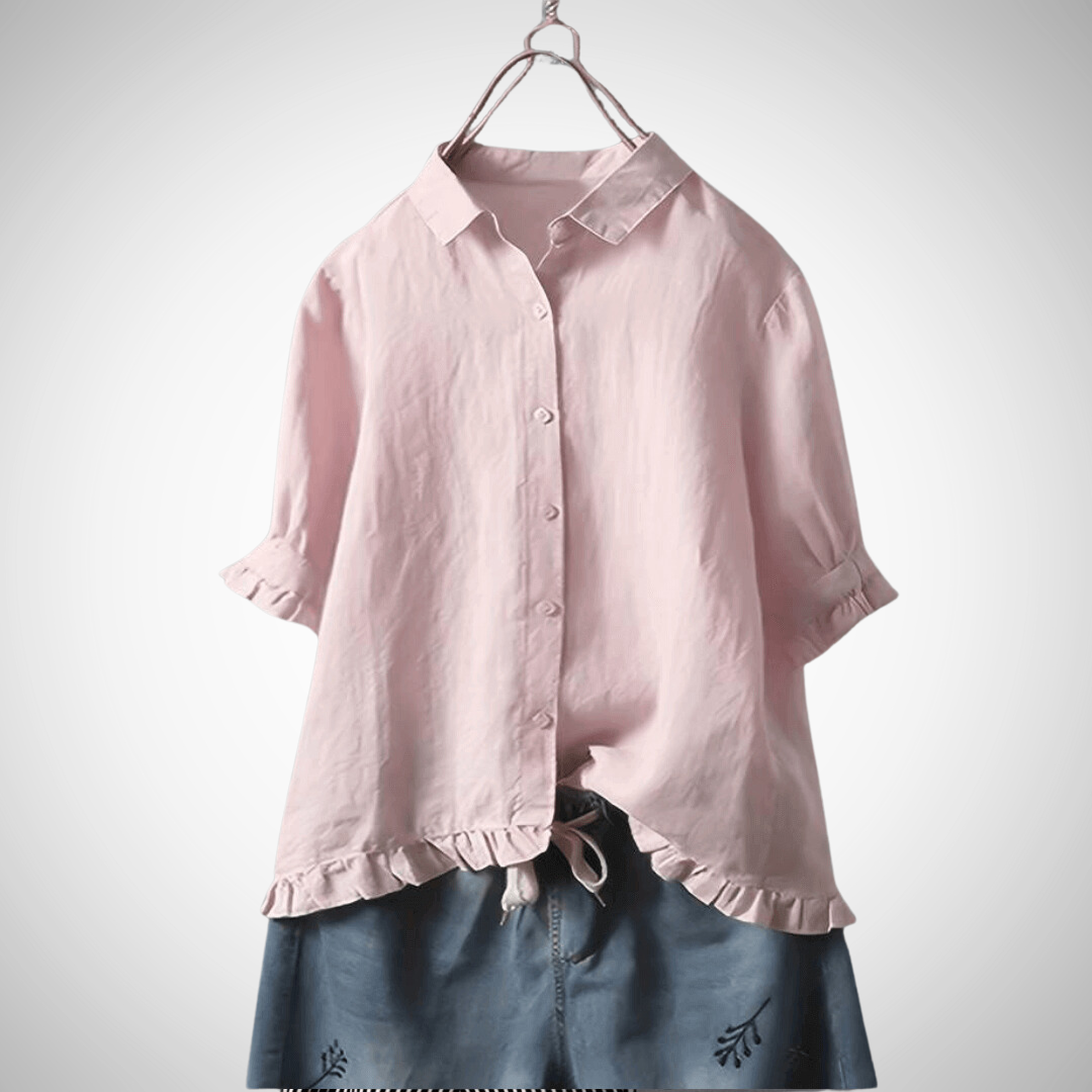 Camicia donna in lino a maniche corte – stile casual estivo