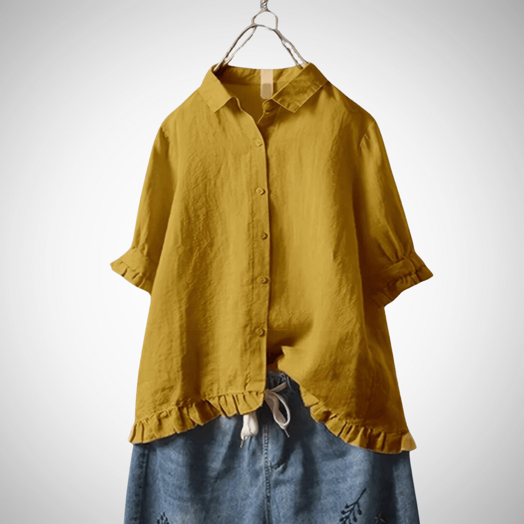 Camicia donna in lino a maniche corte – stile casual estivo