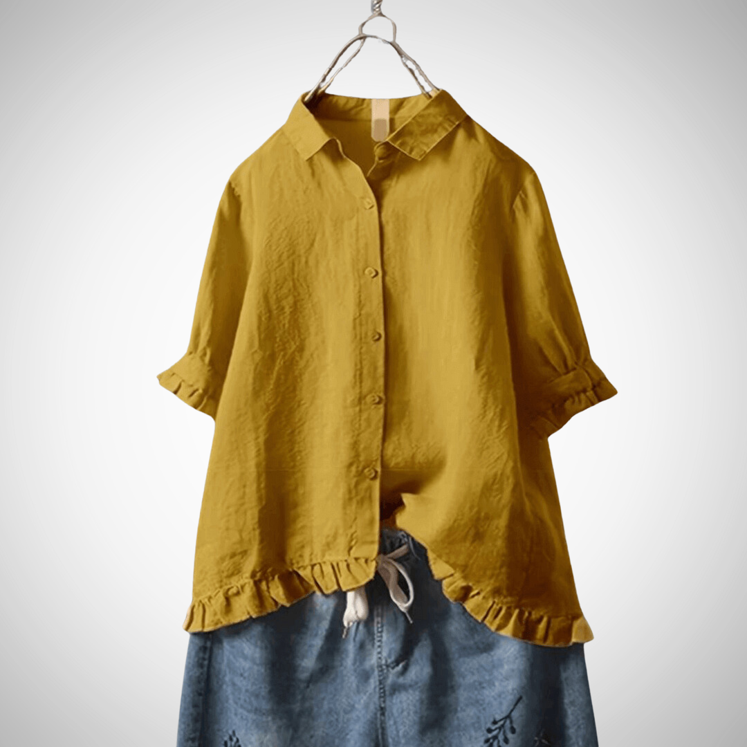 Camicia donna in lino a maniche corte – stile casual estivo