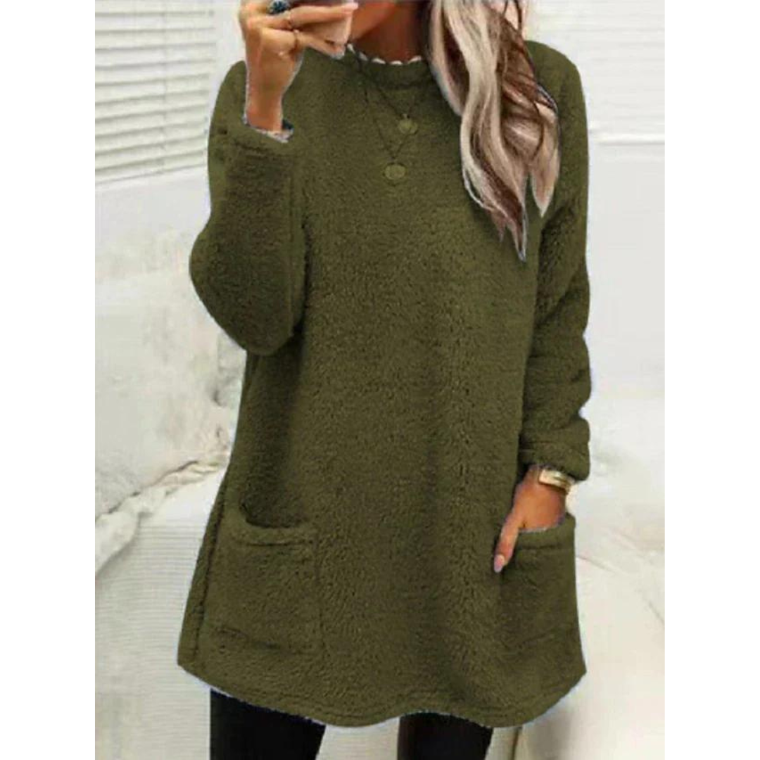 Maglione Teddy Oversize Accogliente da Donna – Maglione con Tasche alla Moda