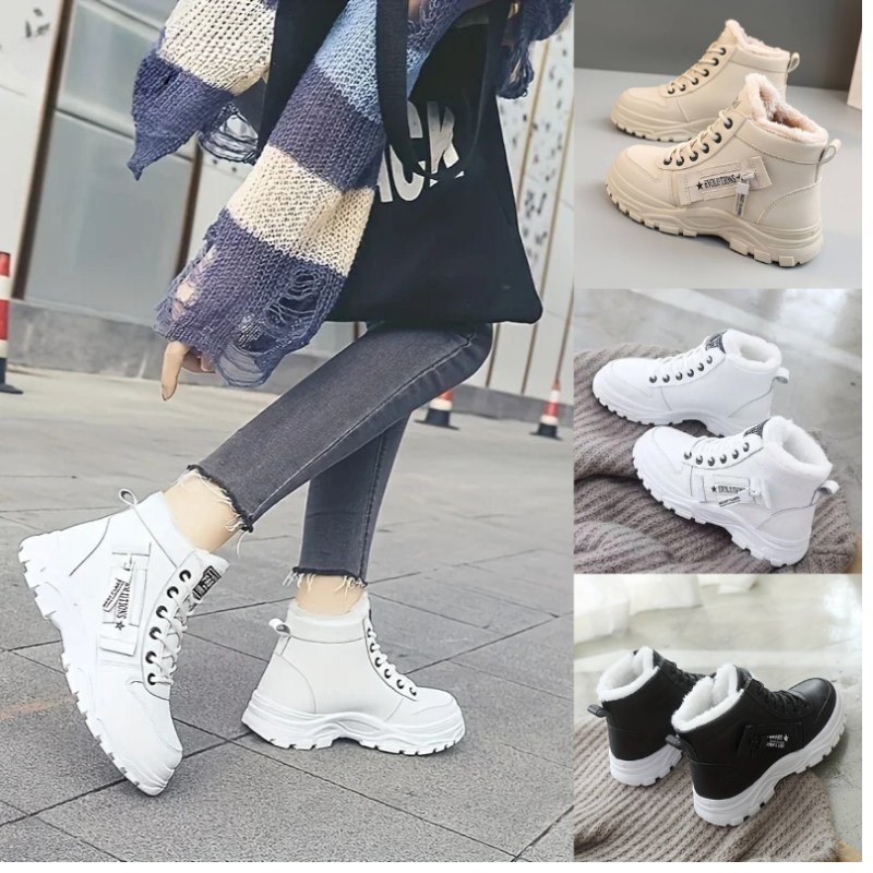 Stivali invernali eleganti da donna - Comodi stivali con lacci e fodera in pile