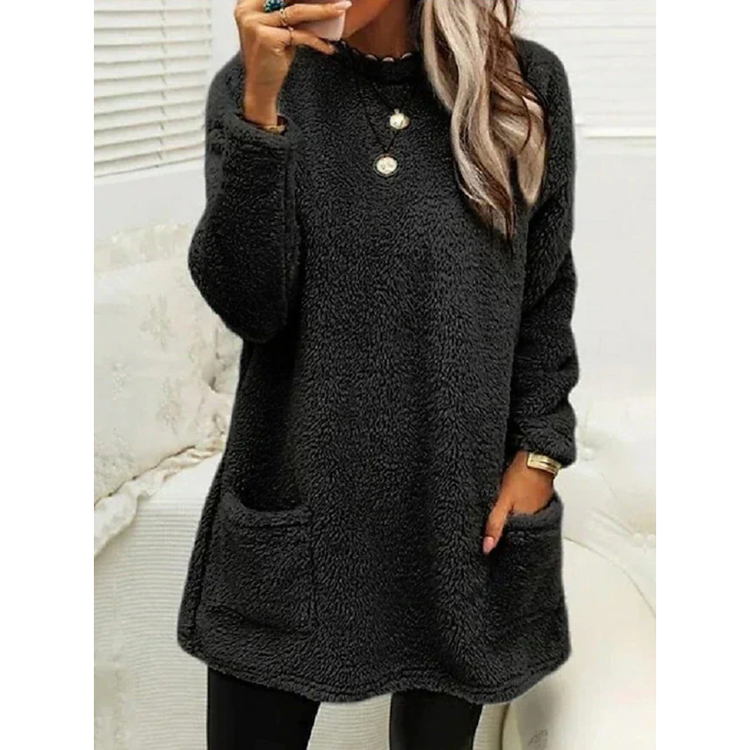 Maglione Teddy Oversize Accogliente da Donna – Maglione con Tasche alla Moda