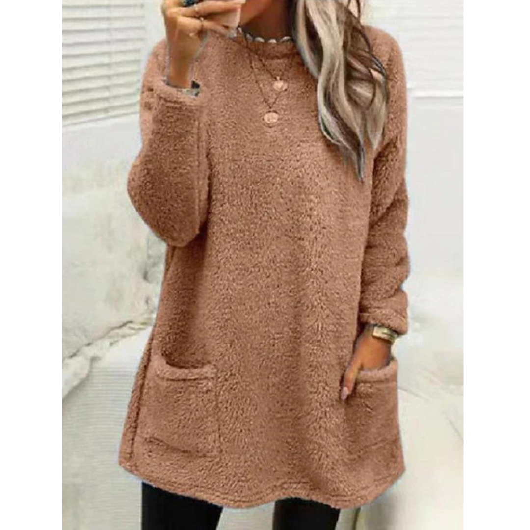 Maglione Teddy Oversize Accogliente da Donna – Maglione con Tasche alla Moda