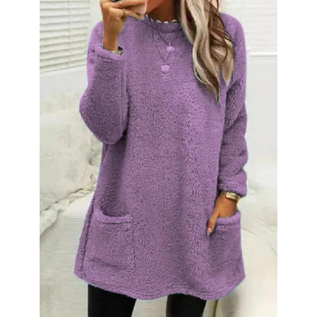 Maglione Teddy Oversize Accogliente da Donna – Maglione con Tasche alla Moda
