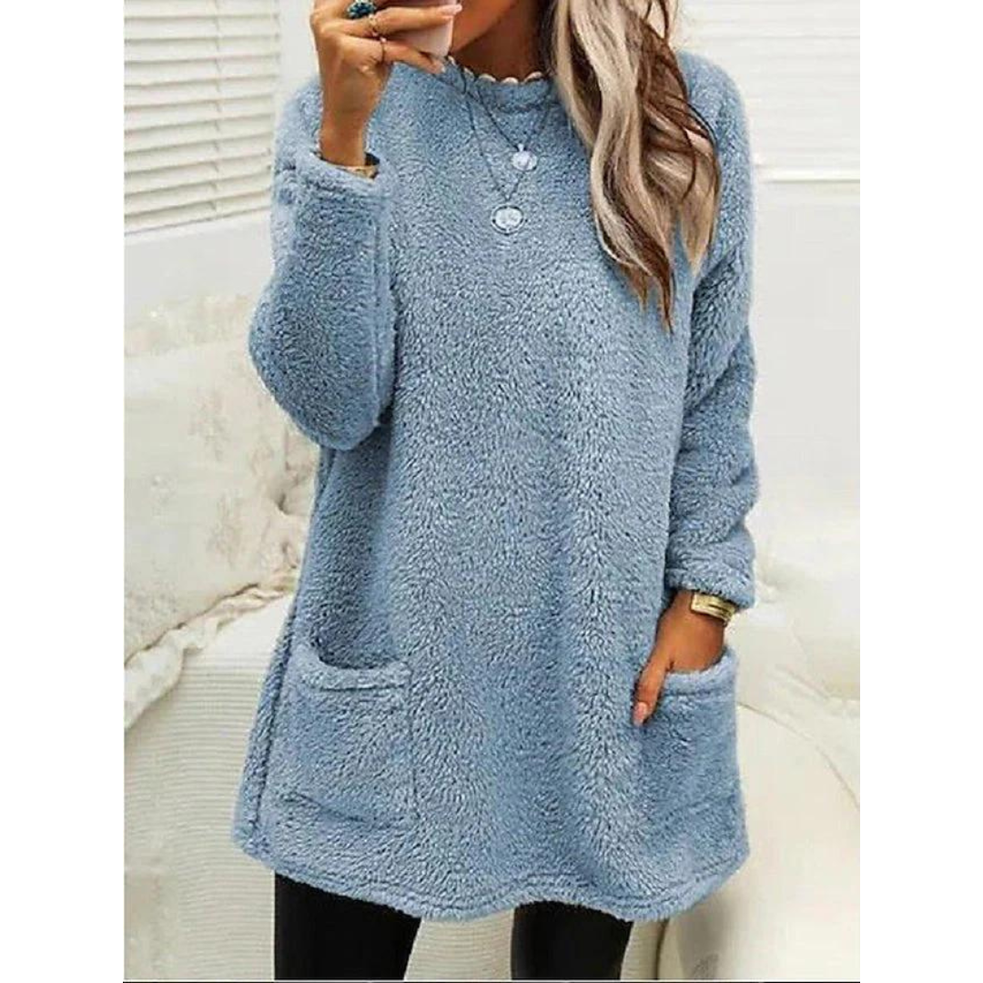 Maglione Teddy Oversize Accogliente da Donna – Maglione con Tasche alla Moda