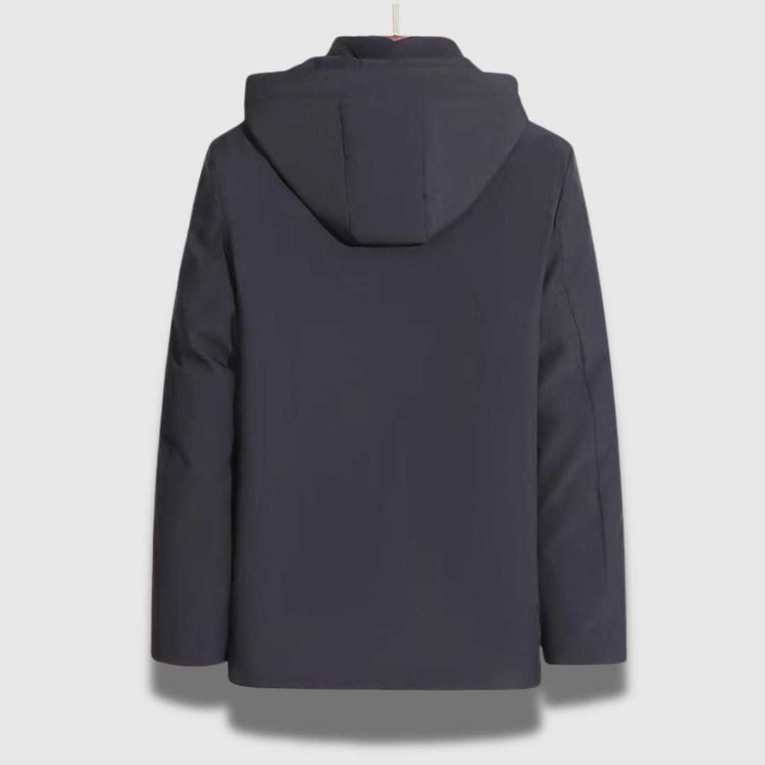 Giacca elegante da uomo con cappuccio e zip foderata in pile